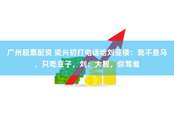 广州股票配资 梁兴初打电话给刘亚楼：我不是马，只吃豆子，刘：大胆，你骂谁
