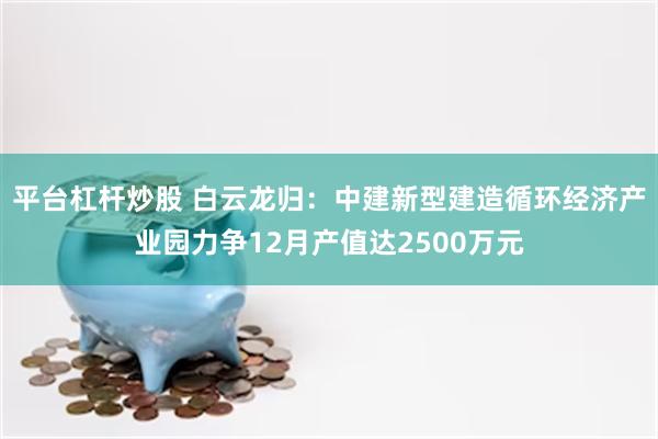 平台杠杆炒股 白云龙归：中建新型建造循环经济产业园力争12月产值达2500万元
