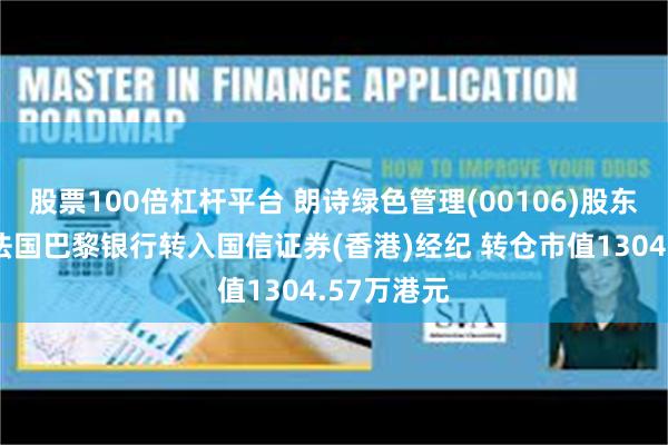 股票100倍杠杆平台 朗诗绿色管理(00106)股东将股票由法国巴黎银行转入国信证券(香港)经纪 转仓市值1304.57万港元