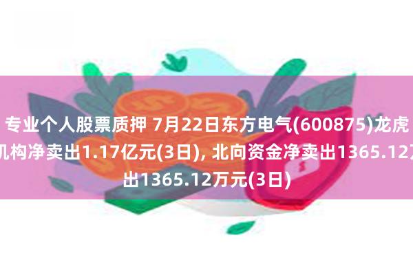 专业个人股票质押 7月22日东方电气(600875)龙虎榜数据: 机构净卖出1.17亿元(3日), 北向资金净卖出1365.12万元(3日)